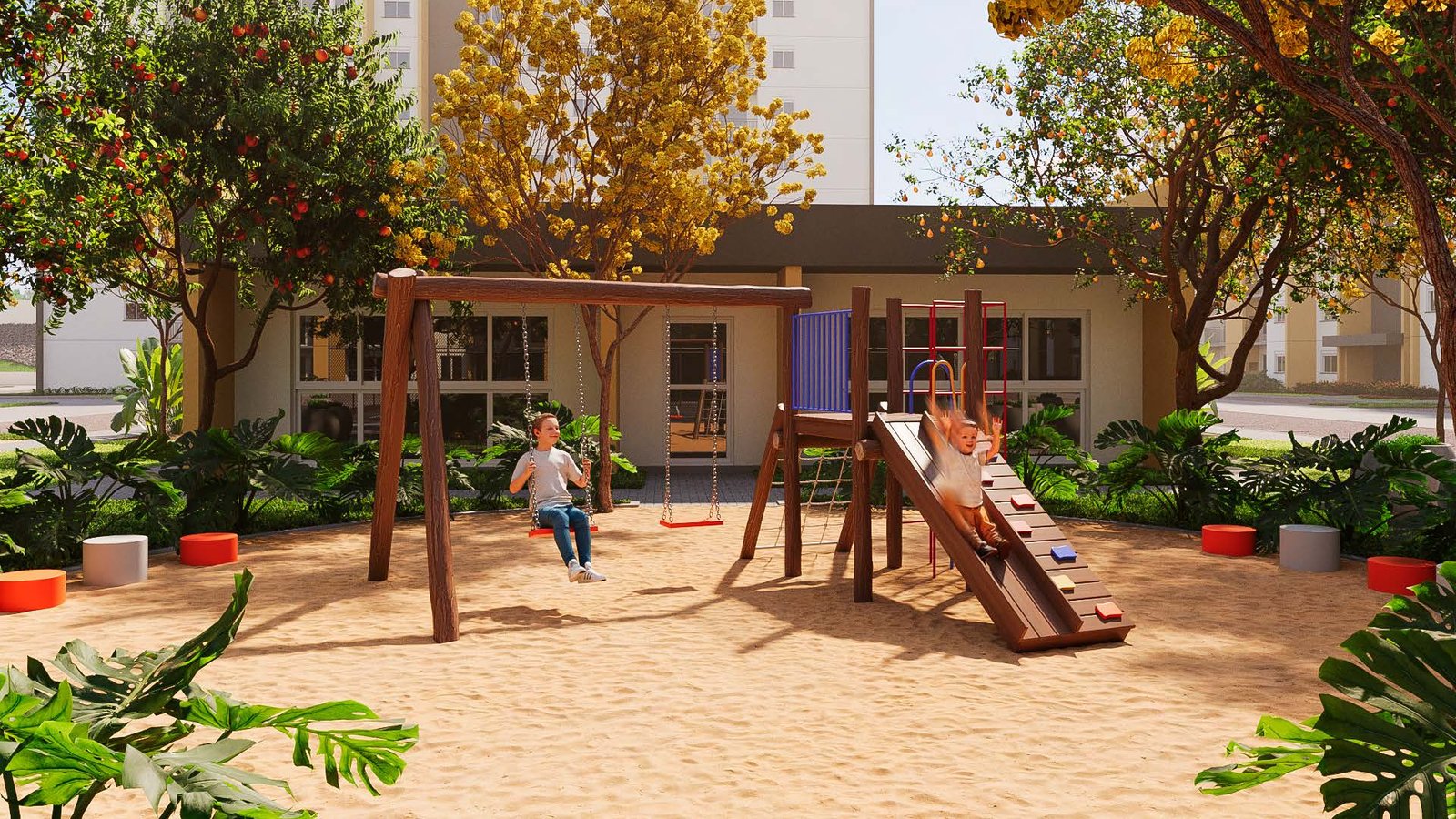 Playground infantil arborizado